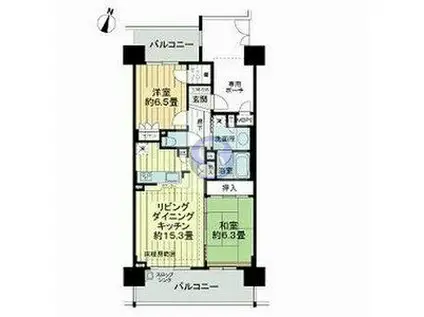 ライオンズマンション中津(2LDK/5階)の間取り写真