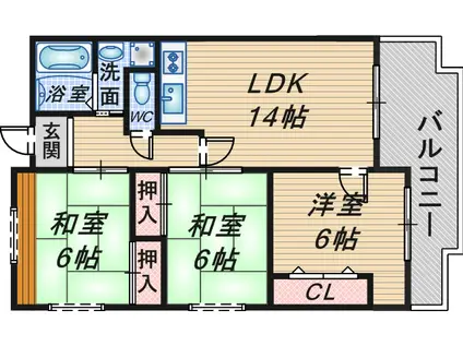 TAMATEマンション(3LDK/7階)の間取り写真