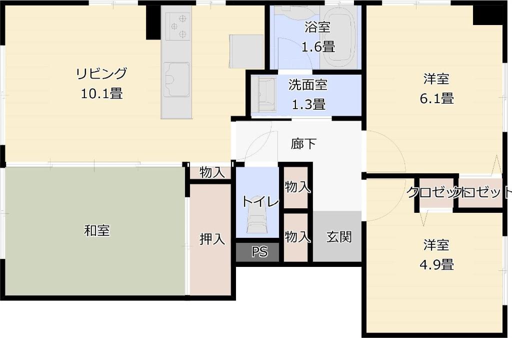 プレステージ姫路V(3LDK/7階)の間取り写真