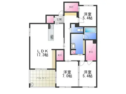 ビレッジズシャーメゾン(3LDK/2階)の間取り写真