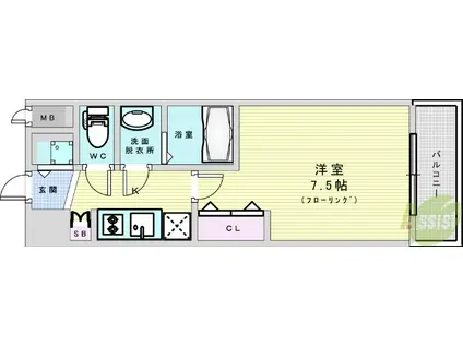 スワンズシティ新大阪プライム(1K/11階)の間取り写真