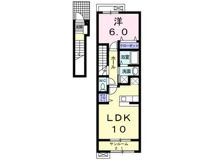 オーヴ 幸 (1LDK/2階)の間取り写真