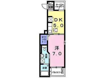 リバブルI(1DK/1階)の間取り写真
