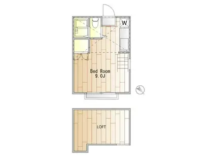 グレイスA(ワンルーム/2階)の間取り写真