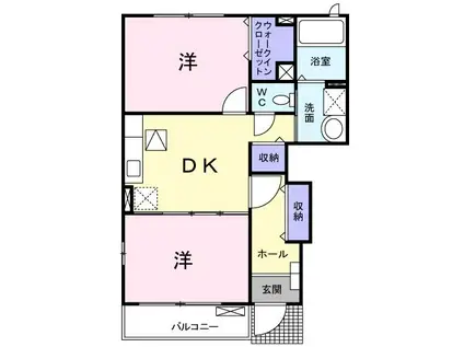マードレC(2DK/1階)の間取り写真