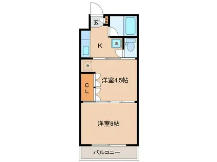 イーグルハイツ高松(2K/1階)の間取り写真