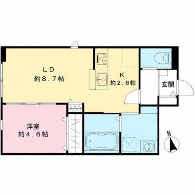 オリビア苦楽園(1LDK/1階)の間取り写真