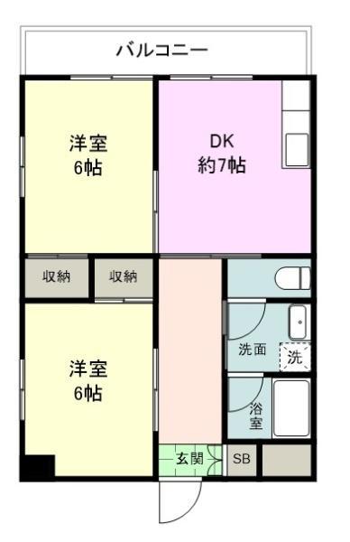 鹿沼ガーデン(2DK/3階)の間取り写真