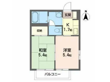 ヴェルアベニュー(2K/2階)の間取り写真