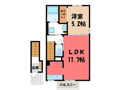 メゾン アルカンシェル トロワ(1LDK/2階)の間取り写真