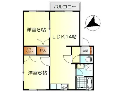 エクレメゾン(2LDK/2階)の間取り写真