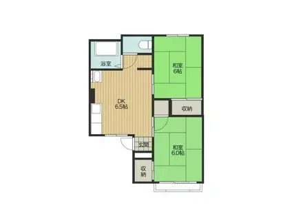 アメリカヤハイツA(2DK/1階)の間取り写真