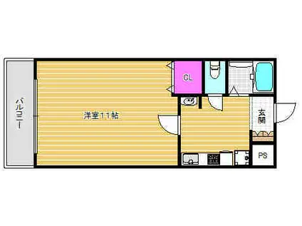 ルセール(1K/2階)の間取り写真