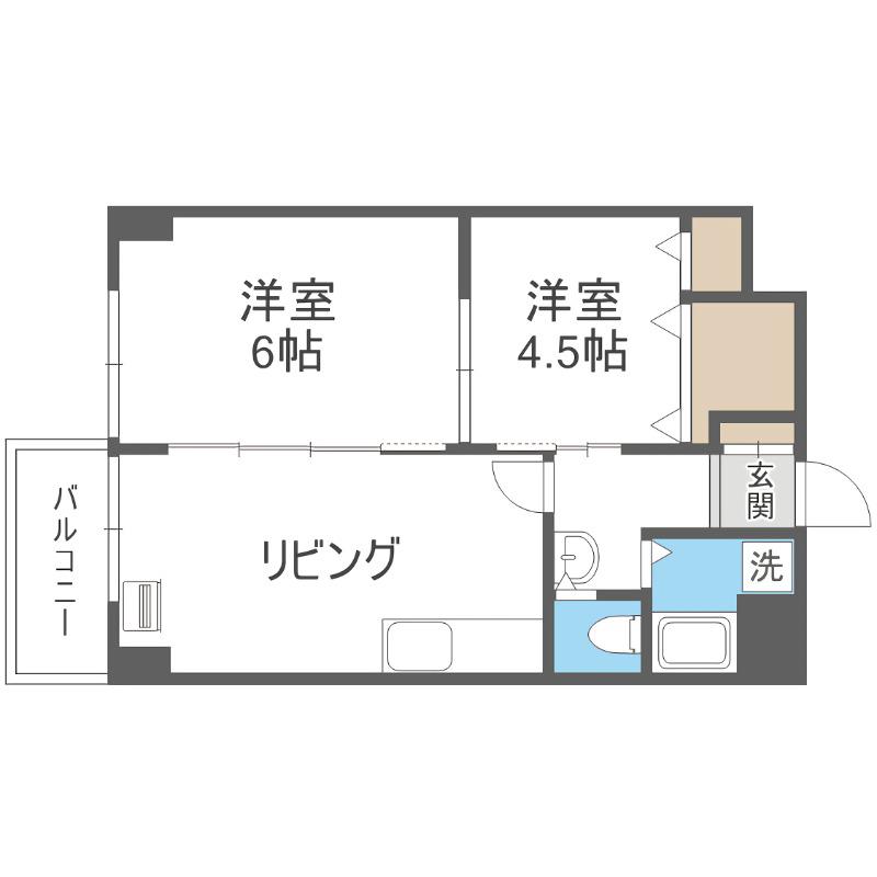 くぼたビル(2DK/7階)の間取り写真