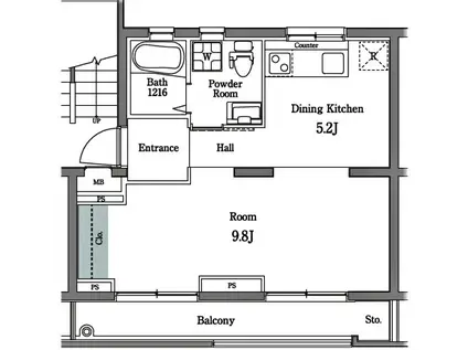いろどりの杜(1DK/1階)の間取り写真