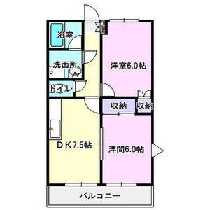 ミートファインB(2DK/1階)の間取り写真