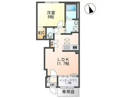 セゾンアイリス(1LDK/1階)の間取り写真