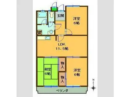 第2橋本マンション(3LDK/3階)の間取り写真