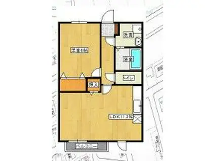 グラスグリーン菊陽(1LDK/1階)の間取り写真