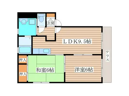 バリュージュ福沼(2LDK/2階)の間取り写真