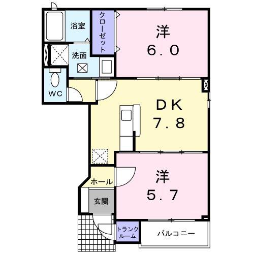 ポップファームII(2DK/1階)の間取り写真