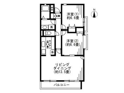 LANAI GRACE KUNITACHI(2LDK/2階)の間取り写真