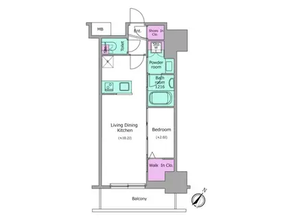 アーバネックス日本橋茅場町(1LDK/4階)の間取り写真
