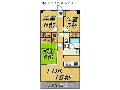 クレストヒルズ東山(3LDK/1階)の間取り写真