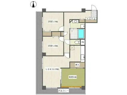 プラッツ砧(3LDK/10階)の間取り写真