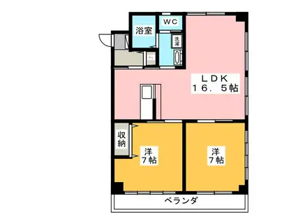 広貴商事ビル(2LDK/3階)の間取り写真