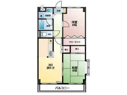 クレッセ(2DK/1階)の間取り写真