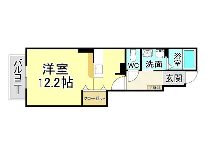 サン ガーデン戸畑(ワンルーム/1階)の間取り写真