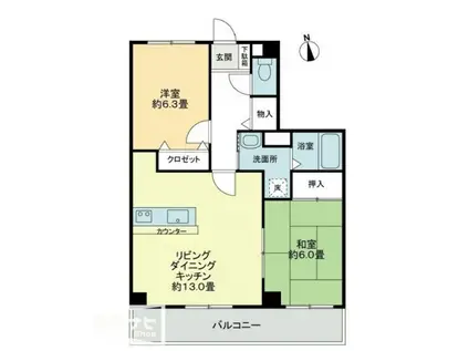 フィネスレインボー(2LDK/3階)の間取り写真