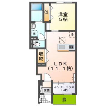 ノイアー・ルウムI(1LDK/1階)の間取り写真