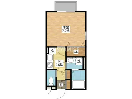 モナリエたかき(1K/1階)の間取り写真