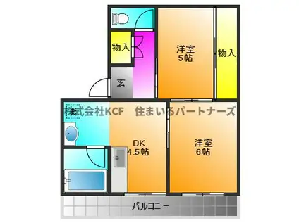 グレースタカツキ(2DK/5階)の間取り写真