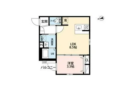 ROBOT HOME 高畑III(1LDK/2階)の間取り写真