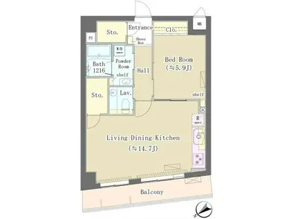 メゾンドタカヤ(1LDK/2階)の間取り写真