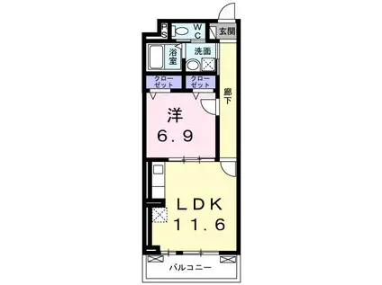 セ・ラヴィ(1LDK/2階)の間取り写真
