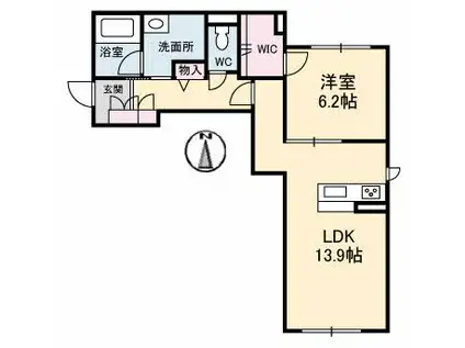 テラ高柳II(1LDK/1階)の間取り写真