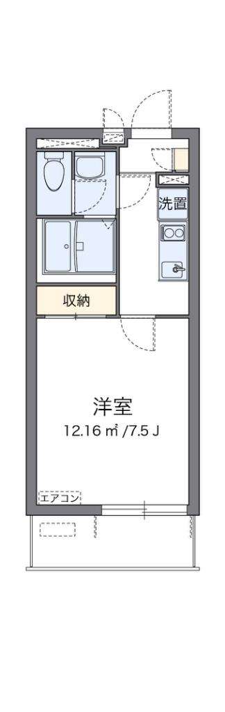 クレイノ清都III(1K/2階)の間取り写真