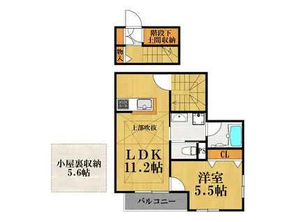 ウエスチングハウスS(1LDK/2階)の間取り写真