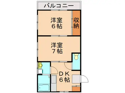 シャトレ穴生(2DK/1階)の間取り写真