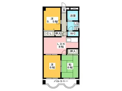 ラ・ルミエール(3DK/3階)の間取り写真