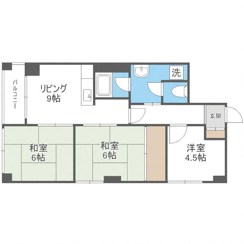 ドミ山鼻(3LDK/4階)の間取り写真