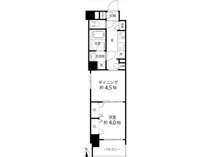DUO STAGE白金高輪 デュオステージ白金高輪(1DK/2階)の間取り写真