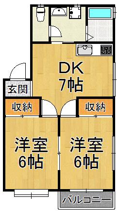 サンハイツ(2DK/2階)の間取り写真