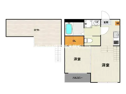 吉塚三丁目コーポ(2K/1階)の間取り写真