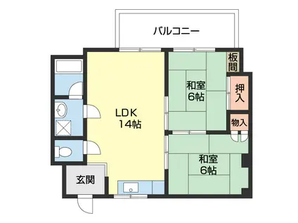 宝マンション(2LDK/5階)の間取り写真