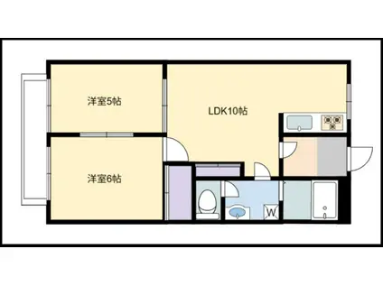 グレイスヴィラM(2LDK/3階)の間取り写真